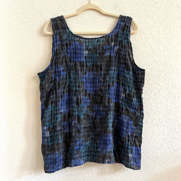 Robin Kaplan 100% Wool Oversized Lagenlook Textured Tank Top Made In USA Size 3 - Picture 2 of 5